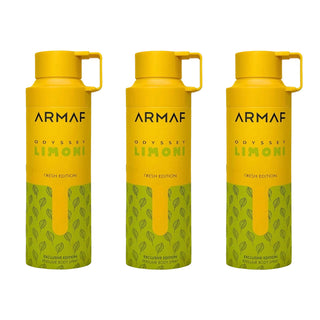 Odyssey Limoni Fresh Perfumed Deodorant Spray 200ml (Pack of 3)
