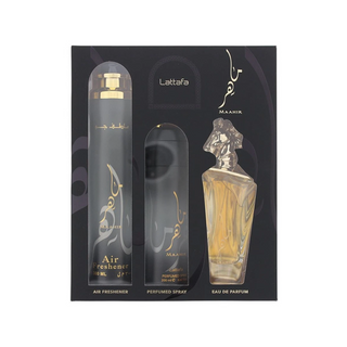 Lattafa Perfumes Maahir Gift Set 100ml Edp + 200ml Perfumed Body + 300ml Air Freshener