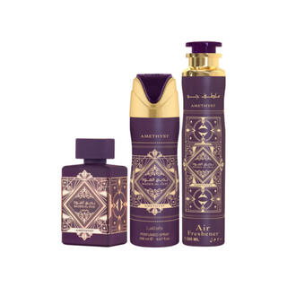 Lattafa Perfumes Bade'E Al Oud Amethyst Gift Set 100ml Edp + 200ml Body + 50ml Hair Mist