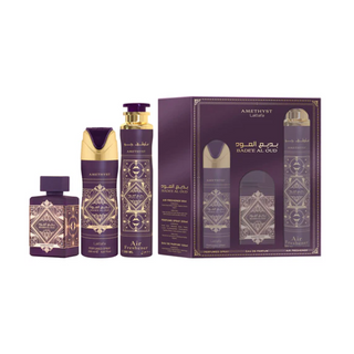 Lattafa Perfumes Bade'E Al Oud Amethyst Gift Set 100ml Edp + 200ml Body + 50ml Hair Mist
